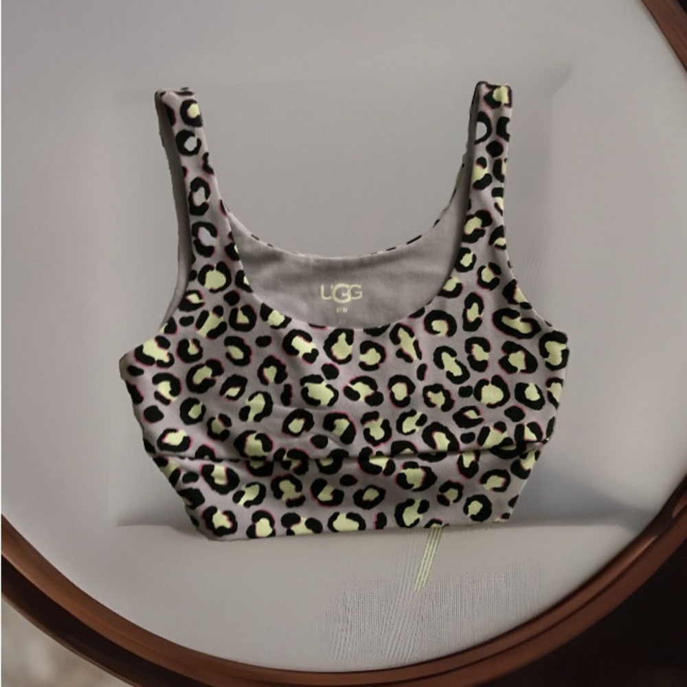 UGG Sports Bra Women Leopard Print W Zayley Bralette Unpadded Size XS